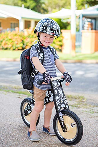 Kiddimoto - Cycling Gloves | Fingerless Gloves for Kids | Perfect for Bike, Scooter & Skateboard | Ideal for Boys and Girls | Available in Different Colourful Designs & Sizes (Skullz, M (4-8y))