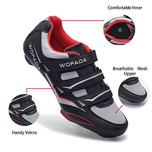 Unisex Cycling Shoes Compatible with Peloton Bike Road Biking Shoes Men's Peleton Bicycle Indoor Riding Spin Shoes with Look Delta Cleats for Men and Women SPD Clip On Spining (Black-Gray, M10)