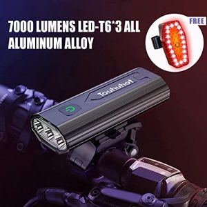 2022 Newest 7000 Lumens Super Bright 3LED Bike Lights Front and Back,Powerful USB Rechargeable Bicycle Headlight-9 Modes Runtime 15+ Hours,Waterproof Bike Headlight Taillight for Cycling Road Mountain