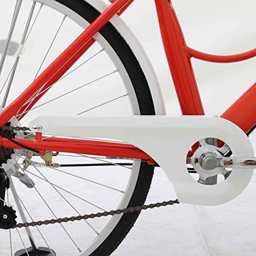 KADOCHNIKOVA Shimano 7 Speed Cruiser Bicycle?26 Inch Ladies City Bike,Women Commuter Bicycle (B-Red)
