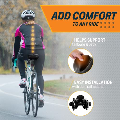 Bikeroo Bike Seat Cushion for Women - Universal Memory Foam Bicycle Seat for Mountain, Road, Exercise Bike - Comfortable Padded Bike Saddle Replacement w/ Shock Springs, Black