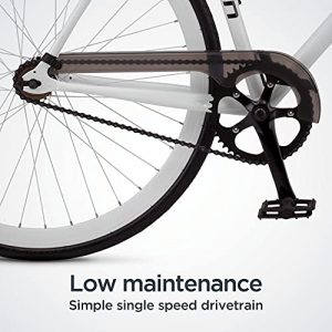 Schwinn Stites Fixie Adult Commuter Road Bike, Single-Speed, 58cm/Large Steel Stand-Over Frame, 700c Wheels, Flip-Flop Hub, White