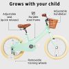 Petimini 14 Inch Kids Bike for 3 4 5Years Old Little Girls Retro Vintage Style Bicycles with Training Wheels and Bell, Mint Green