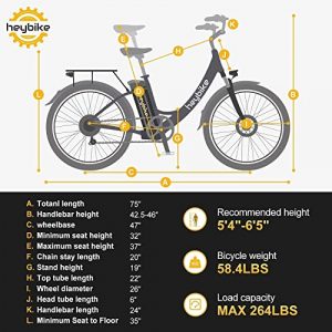 Heybike Cityscape Electric Bike for Adults 350W Electric City Cruiser Bicycle-Up to 40 Miles- Removable Battery, Shimano 7-Speed and Dual Shock Absorber, 26