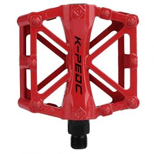 boruizhen Aluminium CNC Bike Platform Pedals Lightweight Road Cycling Bicycle Pedals for MTB BMX (Red)