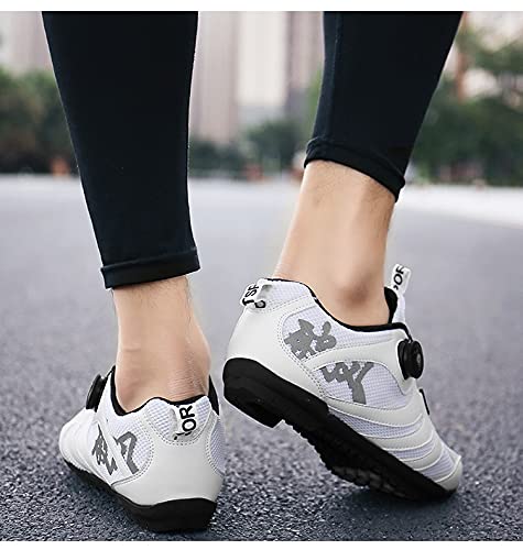JXHYKJ Cycling Shoes Lockless MTB Riding Shoes for Men and Women Without Lock Low-top Rally Road Bike Bicycle Mountain Bike Summer Leisure (Color : White, Size : 41)