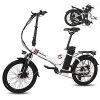 20" Electric Bike 350W Electric City Cruiser Bicycle 36V 10.4AH Removable Battery Up to 65KM, Shimano 7-Speed and Dual Shock Absorber, Commuter Bike for Adults(White) (White)