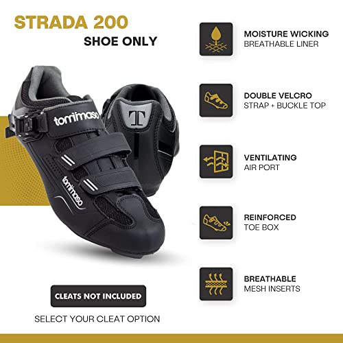 Tommaso Strada 200 Dual Cleat Compatible Road Bike, Touring, Indoor Cycling Shoe with Buckle - 45