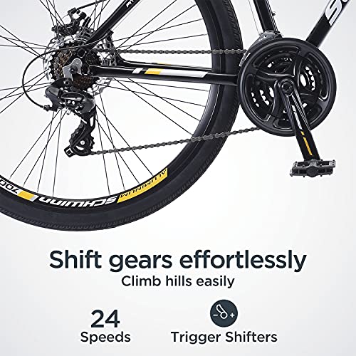 Schwinn GTX Elite Comfort Adult Hybrid Bike, Dual Sport Bicycle, 18-Inch Aluminum Frame, Black/Yellow