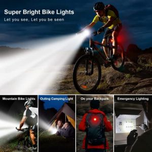 VICTAGEN Bike Light Front Back: Upgraded 2022 LED Bike Headlight 10 Modes Super Bright Rechargeable Powerbank Safety Bicycle Lights for Night Riding Road MTB