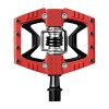 Crankbrothers Double Shot 3 Bike Pedals Pair (Red/Black) with Premium Cleats and Shoe Shields