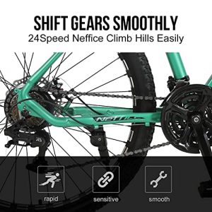 Neffice Mountain Bike Mens 27.5 Inch Wheels 24 Speed Drivetrain, High-Strength Aluminum Frame, Trigger Shift, All-Terrain Bicycle (Green)