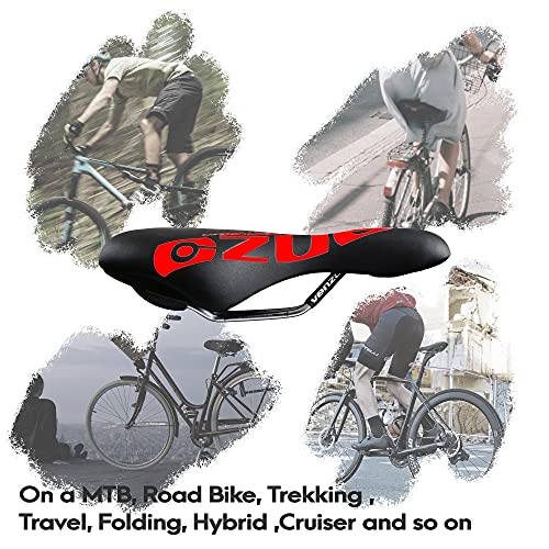 Venzo Comfortable Bike Bicycle Saddle Seat - for MTB, Road, Exercise, Trekking, Folding, Hybrid & Cruiser Bikes - XC Saddle Seat in Red