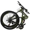 26” Full Suspension Mountain Bike 21 Speed Folding Bicycle Men or Women Bicycle(ArmyGreen)