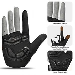INBIKE Men's Cycling Gloves, Full Finger Gel Padded Mountain Bike Grey Large