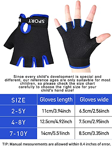 SATINIOR 4 Pairs Kids Half Finger Cycling Gloves Non-Slip Sports Gloves for Summer Outdoor Sports Children (7-10 Years)