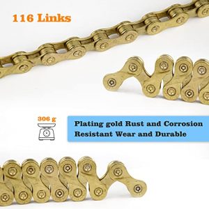HENAYUK Bike Chain,6/7/8 Speed Fully Plated 1/2 x 3/32 Inch Bicycle Chain Include 3 Pairs Bicycle Missing Links/Chain Breaker and Chain Checker Special Bike Chain for Road Mountain Cycling