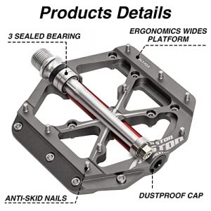 Alston 3 Bearings Mountain Bike Pedals Platform Bicycle Flat Alloy Pedals 9/16