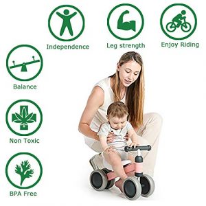 Baby Balance Bikes 10-24 Month Toddler Walker | Toys for 1 Year Old Boys Girls | No Pedal Infant 4 Wheels Kids Bicycle | Best First Birthday New Year Holiday Blue