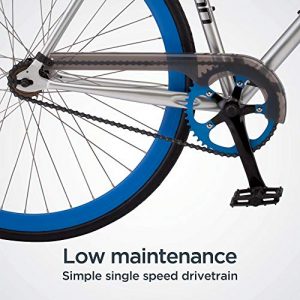 Schwinn Stites Fixie Adult Commuter Road Bike, Single-Speed, 58cm/Large Steel Stand-Over Frame, 700c Wheels, Flip-Flop Hub, Silver
