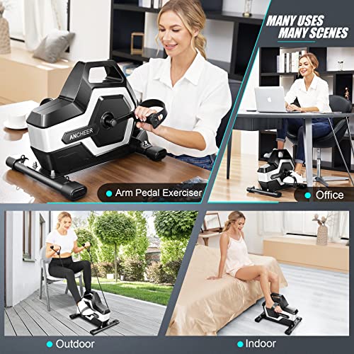 ANCHEER Under Desk Bike Pedal Exerciser, Magnetic Mini Exercise Bike for Arm/Leg Exercise with LCD Screen Displays Desk Pedal Bike at Home & Office for Elderly Recovery