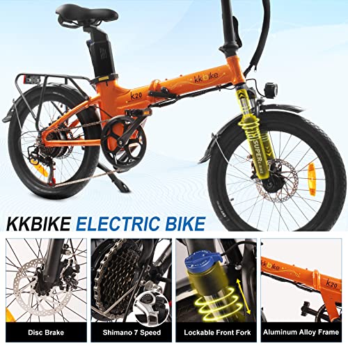 Folding Electric Bikes for Adults 20 Inch Electric Commuter Bike Electric Bicycle Lightweight City Foldable E-Bikes for Womens/Mens 400W Motor Shimano 7 Speed 48V 12Ah Removable Battery