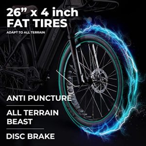 ET.Cycle T720 Electric Fat Tire Bike e Bike for Adults, 48V720Wh Large Removable Battery, 8 Speed Gear, Disc Brakes, Matte Black 26