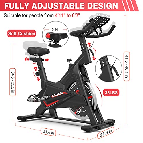 LABODI Indoor Cycling Bike Stationary, Exercise Bike for Home Cardio Gym, Workout Bike with 35 Lbs Flywheel & Thickened Frame Upgraded Version (Black)