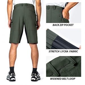 Cycorld Mountain-Bike-Shorts-Mens-Padded MTB Biking Baggy Cycling Short Padding Liner with Zip Pockets(Green,Large)