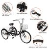 PEXMOR Adult Tricycle, 7 Speed Trike Cruiser Bike with 26"/24" Wheel, 3 Wheeled Bike with Foldable Front & Rear Basket Adjustable Height Seat for Recreation, Shopping, Picnic, Exercise (24", Black)