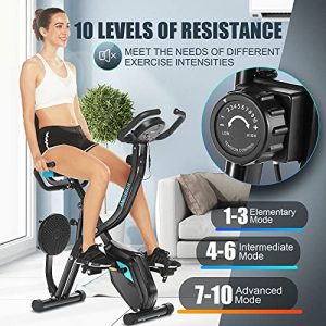 ANCHEER Exercise Bike 10 Levels of Magnetic Resistance and Large Comfortable Seat, Indoor, Folding Fitness Bike Tablet and Digital Monitor Holder