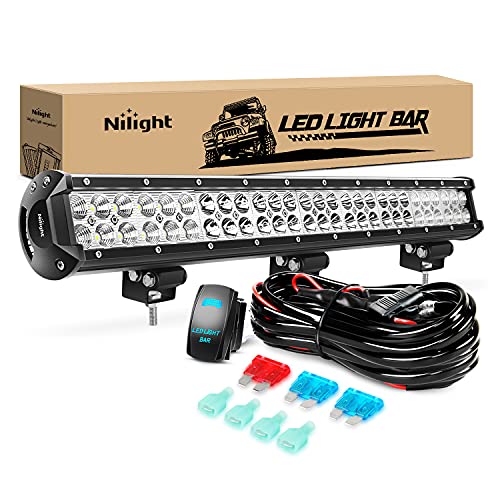 Nilight LED Light Bar 25Inch 162W Spot Flood Combo Led Off Road Lights 12V 5Pin Rocker Switch LED Light Bar Wiring Harness Kit, 2 Years Warranty (ZH081)