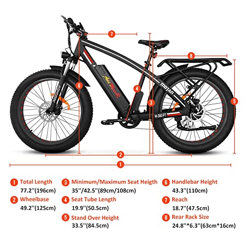 Addmotor 26" Couple Electric Bike M-560, 750W MTB Mountain Ebike, All Terrain Beach Snow Commuter Electric Bicycle for Adults, 55 Miles PAS1 Pedal Assist LCD Display (Black)