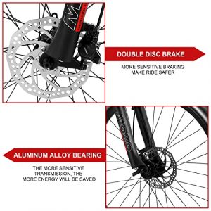 27-Speed Aluminum Mountain Bike for Adult Men & Women, U`King 26 Inch Full Suspension Moutain Bikes for Mens & Womens, Specialized Gravel Bicycle for Commuter, Fat Tire Hybrid Road Bicycles