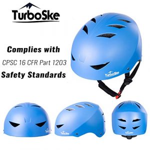 TurboSke Skateboard Helmet, CPSC-Compliant Bike Helmet BMX Helmet Multi-Sport Helmet for Youth Men and Women (L, Matte Blue)
