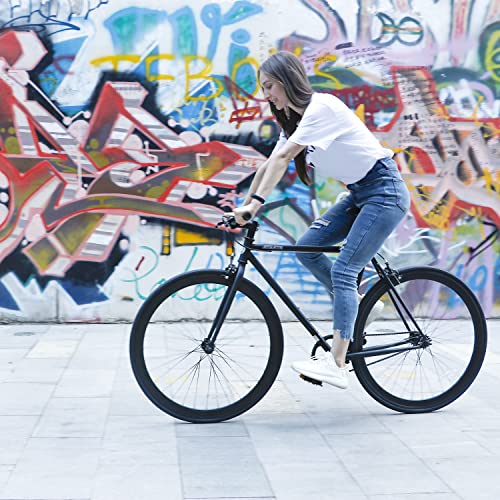 AVASTA Single-Speed Fixed Gear Urban Commuter Bike for Women and Men,Light weihgt Unisex Fixie Bike,Flat Handlebar and Flip Flop Hub City Road Bike,58 Black
