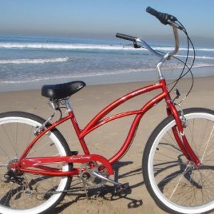 Firmstrong Urban Lady Seven Speed Beach Cruiser Bicycle, 26-Inch,Red w/Black Seat,15201