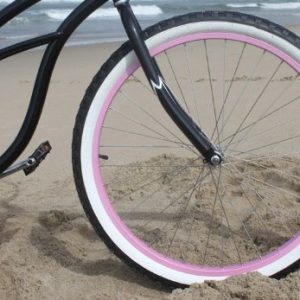 Firmstrong Urban Lady Single Speed Beach Cruiser Bicycle, 26-Inch,Black/Pink Rims w/Black Seat,15217