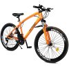 Outroad 26 Inches Mountain Bike, 21 Speeds Full Suspension High-Carbon Steel Mountain Trail Bicycle, Anti-Slip Front and Rear Disc Brakes MTB Road Bikes for Men Women Adult Teenage (Orange)