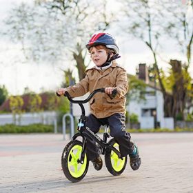 INFANS Kids Balance Bike, Toddler Running Bicycle, Seat Height Adjustable, Non-Slip Handle, Inflation-Free EVA Tires, Lightweight Training Bicycle (Black, 10-inch)