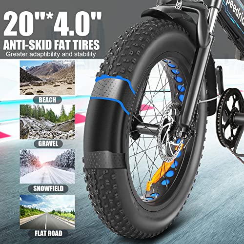 Electric Bike, Speedrid 20" Fat Tire Electric Bike for Adults, 500W Folding Electric Mountain Bike, Adult Electric Bicycles with 36v 12.5Ah Battery, E Bike Electric with Professional 6 Speed