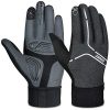 Souke Sports Winter Cycling Gloves Men Women, Touch Screen Padded Bike Glove Water Resistant Windproof Warm Anti-Slip for Running, Biking, Workout(Grey,X-Large)