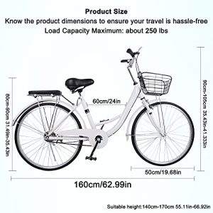 WINTECY 26 Inch Cruiser Bike Road Bicycle with Basket Classic Bicycle Retro Bicycle Men Women Bike for Adults - 90% Assembled