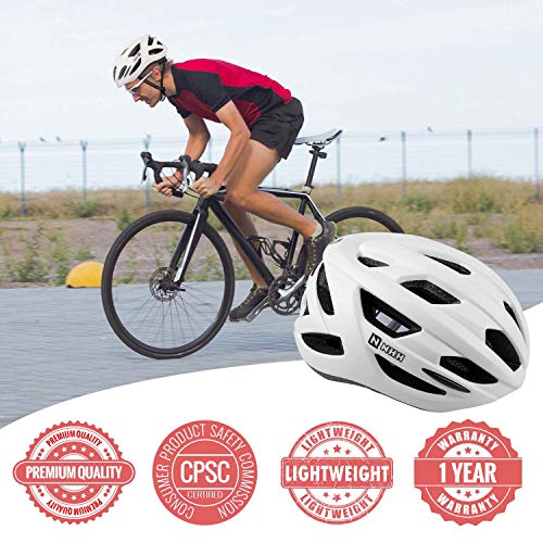 NHH Adult Bike Helmet - CPSC-Compliant Bicycle Cycling Helmet Lightweight Breathable and Adjustable Helmet for Men and Women Commuters and Road Cycling (Matte-White)