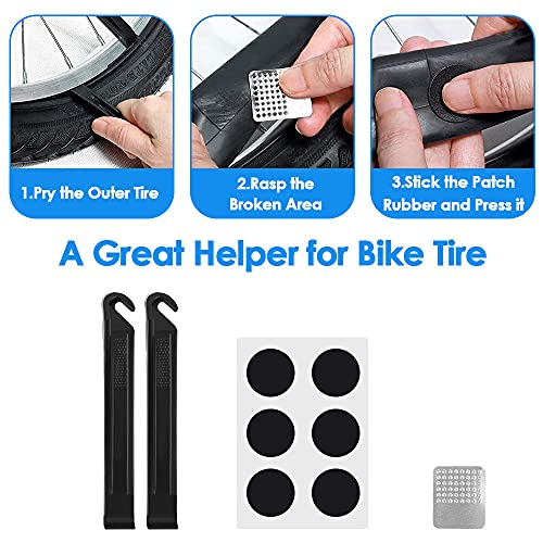 WOTOW Bike Tire Repair Tool Kit, Waterproof Frame Storage Bag & Mini Bike Pump & 11 in 1 Multitool & Bicycle Tyre Lever Patch Portable Repair Tool Accessories Set for Road Mountain BMX Cycling(11)