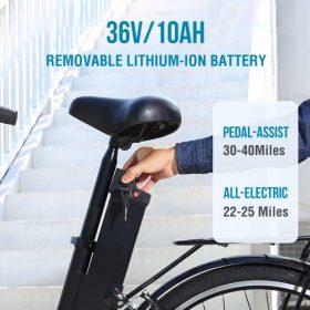 MICLON LNE 26 Electric Bike for Adults, Removable 36V 10AH Battery, Up to 40 Miles, 250W Brushless Motor, Adjustable Handlebars, Rear Rack, LED Lights, Shimano 7 Speed, 26” City EBike