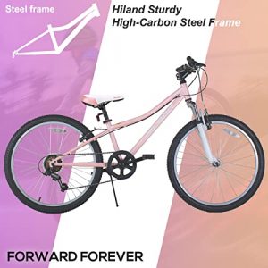 Hiland 24 Inch Mountain Bike Shimano 7-Speed Pink