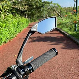 MEACHOW New Scratch Resistant Glass Lens,Handlebar Bike Mirror, Rotatable Safe Rearview Mirror, Bicycle Mirror, (Blue Right Side) ME-006RB