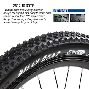 Elecony Bike Tire 26x2.10 Folding Mountain Bicycle Tire, OBOR Tires Billy Goat, Advanced MTB TIRE, Replacement Tire 30 TPI W3104, Black