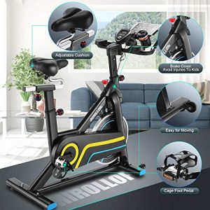 ANCHEER Indoor Cycling Bike Stationary, Excerise Bike with APP Control Adjustable Resistance, Ipad Mount ＆Comfortable Seat Cushion for Home Home Cardio Workout Max Capacity Weight 350lbs